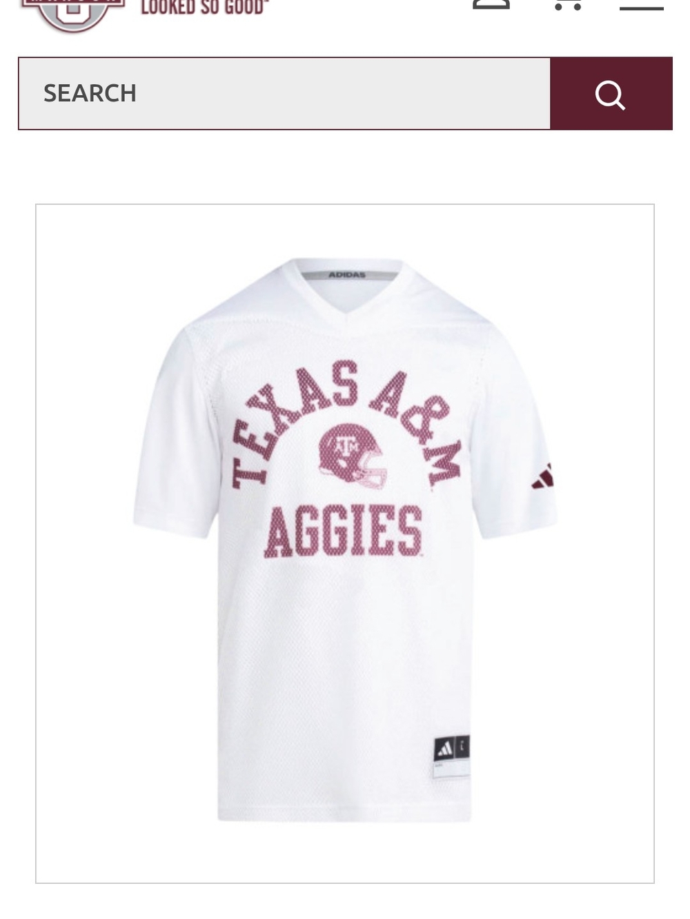 Adidas Texas A&M Aggies White Jersey Tee
